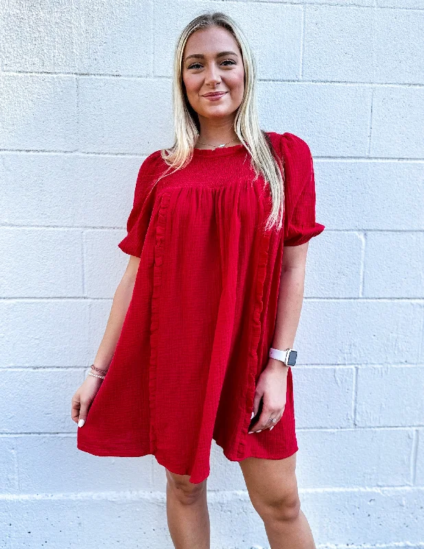 A Little Reckless Mini Dress Red Stylish Sweetheart Mini Dress