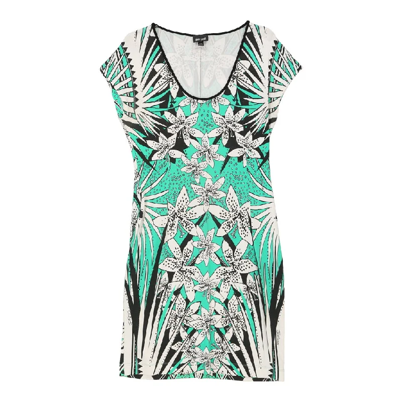 Just Cavalli Floral Mini Dress - Medium Blue Viscose Blend Chic Sleeveless Mini Dress