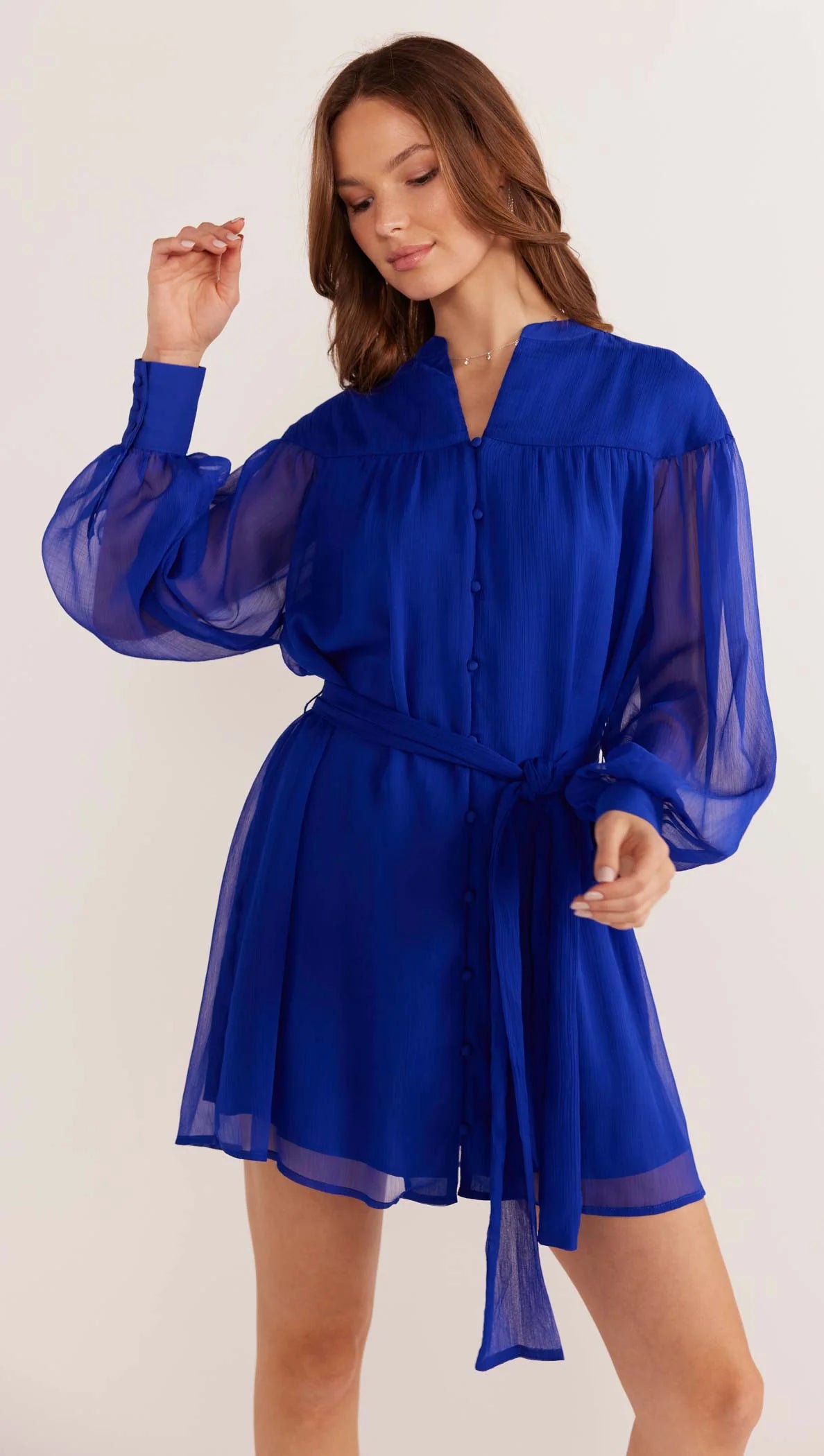 MINK PINK MARINA MINI DRESS SAPPHIRE BLUE Comfortable Fit-and-Flare Mini Dress