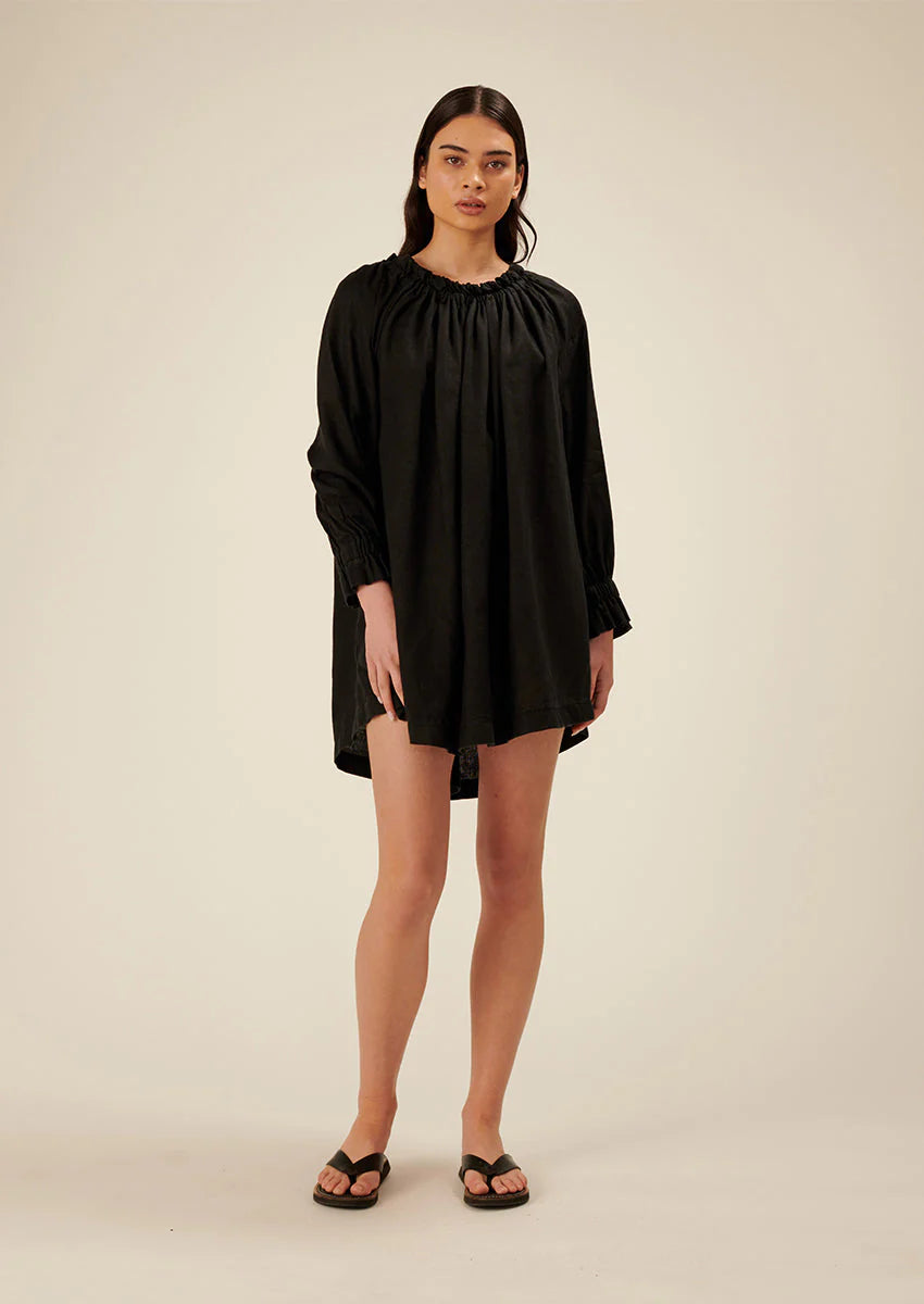 FLORENCE MINI DRESS - BLACK Comfortable Shift Mini Dress