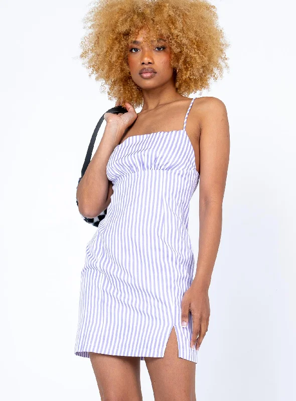 Richie Mini Dress Blue Stripe Classic Floral Mini Dress