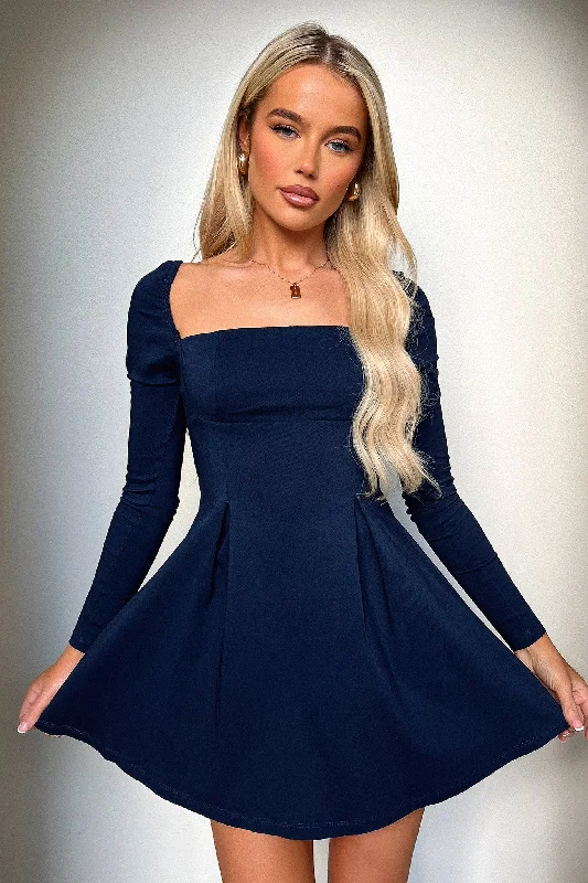 Tabitha Mini Dress - Navy Fashionable Mini Dress with Pockets