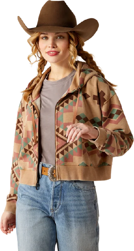 Ariat Women's Spark Geo Print Sunset Crop Hoodie Hoodie with Sequins Glamorous Eye-catching Ariat Women's Spark Geo Print Sunset Crop Hoodie Hoodie with Sequins Glamorous Eye-catching