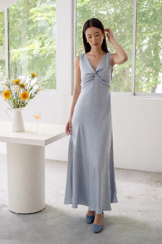 Ava V-Neck Satin Dress