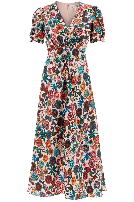 Saloni Women's 'Lea' Long Dress In Printed Silk