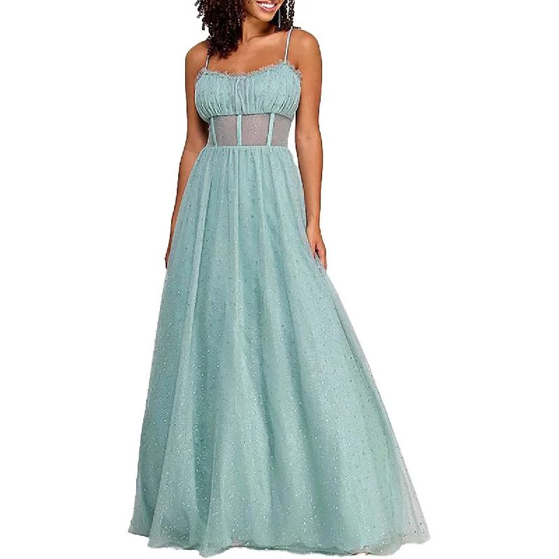Juniors Womens Full Length Rhinestone Evening Dress
