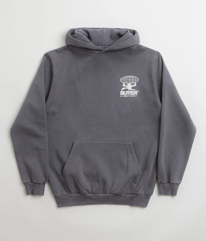 Butter Goods All Terrain Hoodie - Washed Steel Hoodie with Oversized Fit Loose Comfortable Butter Goods All Terrain Hoodie - Washed Steel Hoodie with Oversized Fit Loose Comfortable