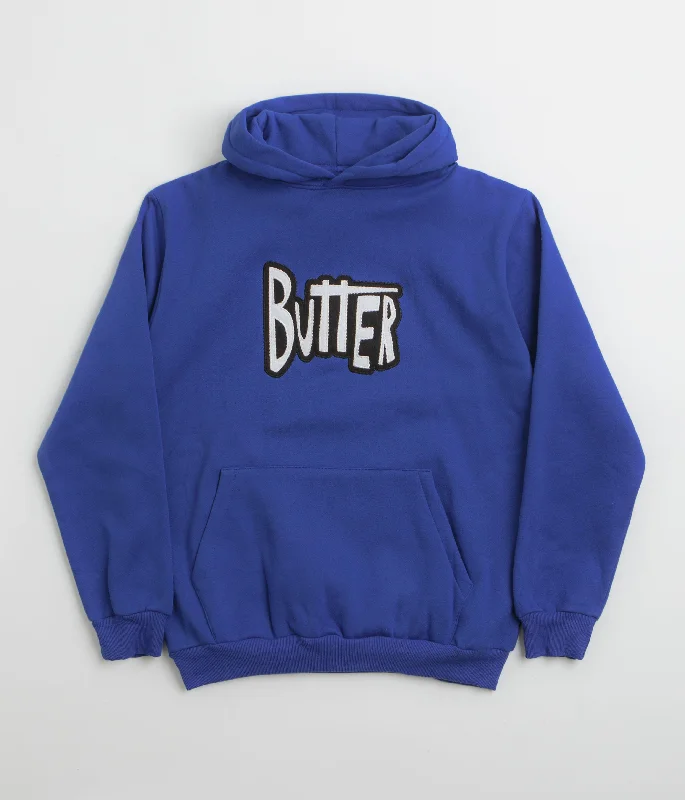 Butter Goods Sketch Applique Hoodie - Royal Hoodie with Raglan Sleeves Sporty Comfortable Butter Goods Sketch Applique Hoodie - Royal Hoodie with Raglan Sleeves Sporty Comfortable