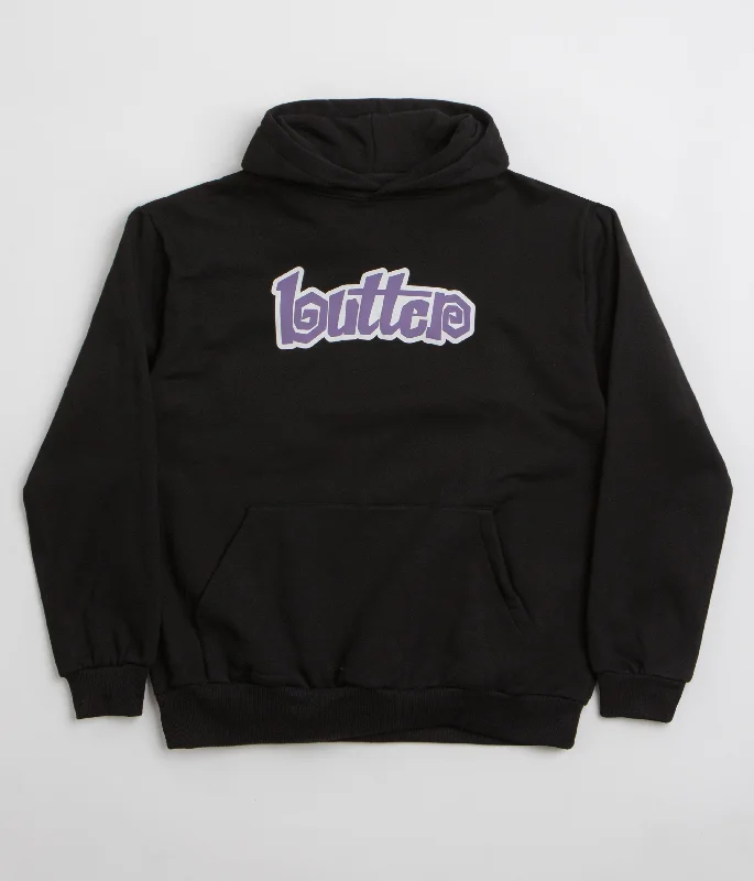 Butter Goods Swirl Hoodie - Black / Purple Hoodie with Illustration Artistic Creative Butter Goods Swirl Hoodie - Black / Purple Hoodie with Illustration Artistic Creative