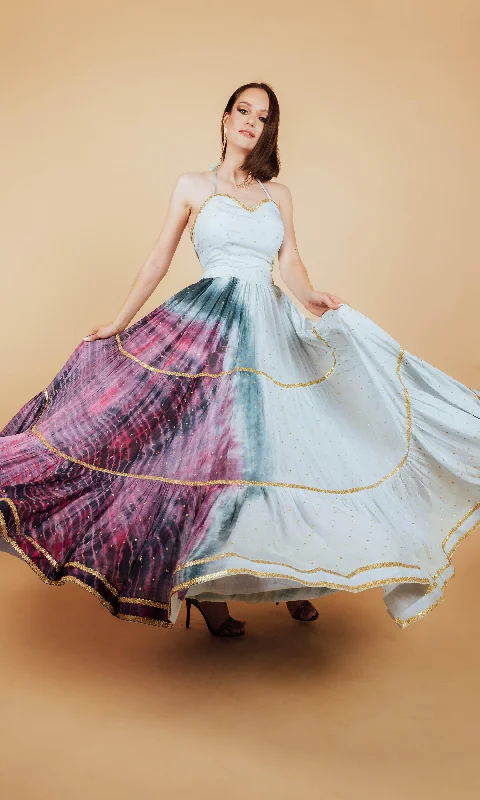 Cordelia Long Dress with Hand Tie Dye