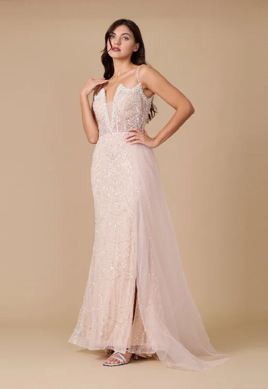 Dylan & Davids Corset Hand Beaded Couture Formal Dress
