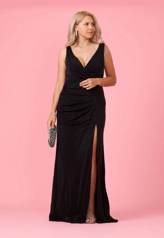 Dylan & Davids Long Draped Silhouette Plus Size Formal Dress