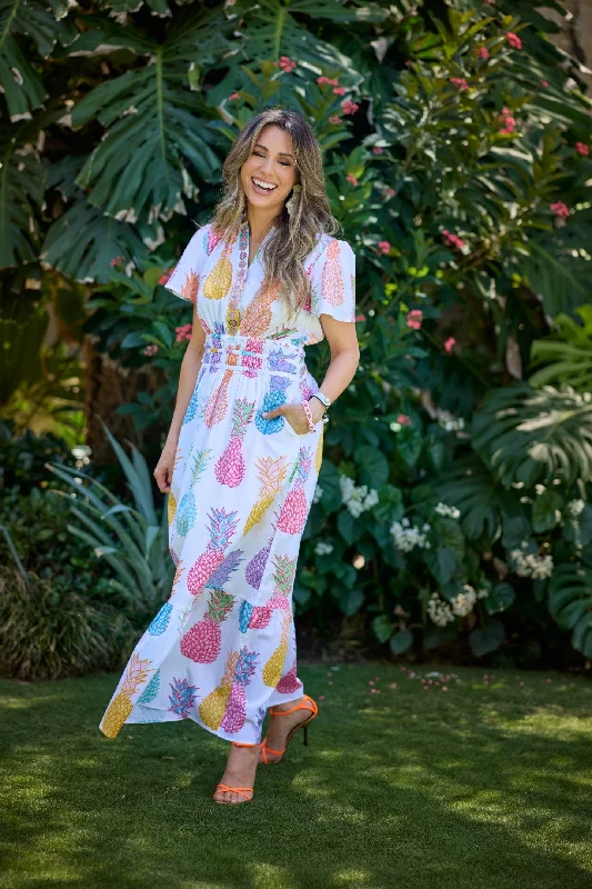 Eloise Dress in Rainbow Pineapple