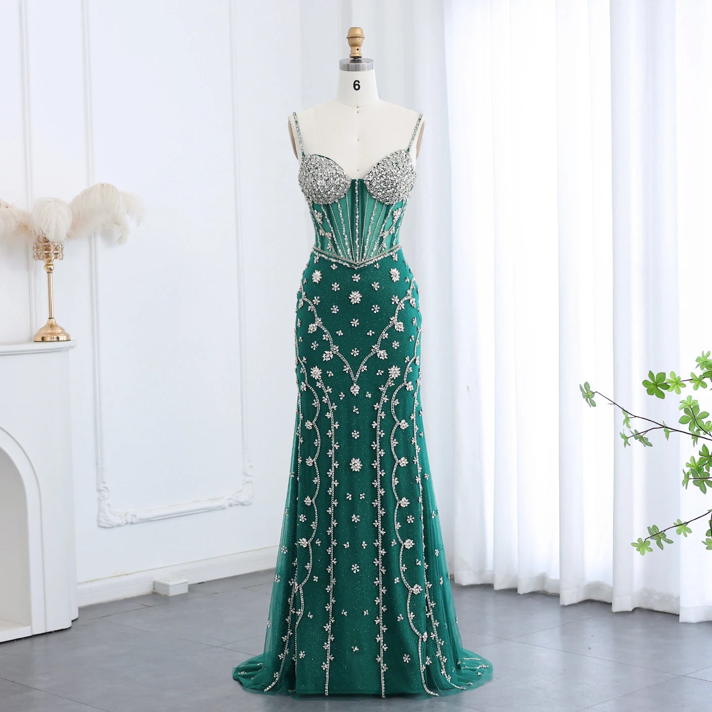Embellished Spaghetti Strap Sweetheart Neck Dress