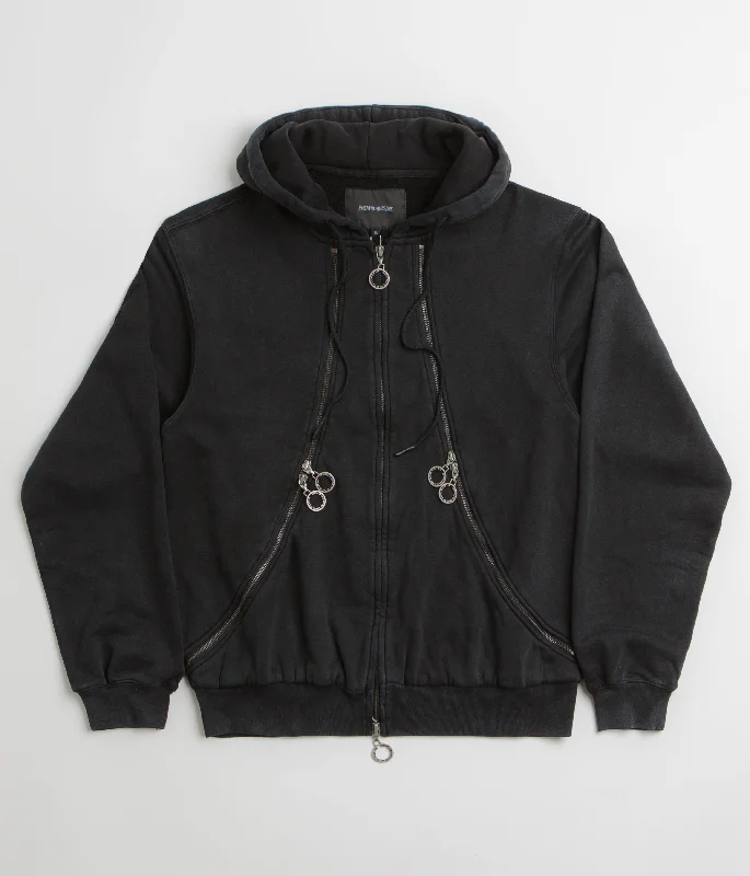 Fucking Awesome Zippers Hoodie - Washed Black Hoodie with Raglan Sleeves Sporty Comfortable Fucking Awesome Zippers Hoodie - Washed Black Hoodie with Raglan Sleeves Sporty Comfortable