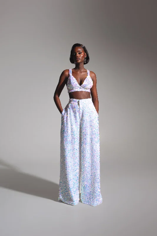 LIZA Sequin Pants in PEARL Chic Checkered Pants