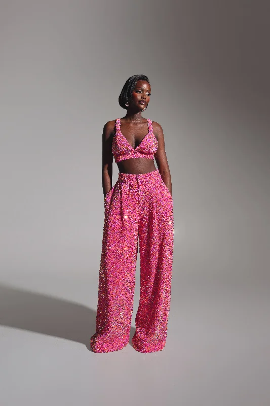 LIZA Sequin Pants in TOURMALINE Stylish Slim Trousers