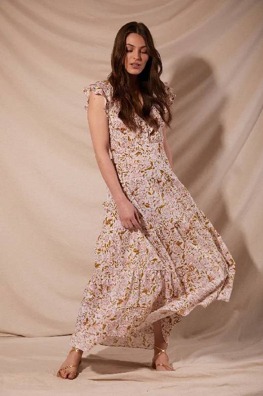 Long Dress Della Green Menton Cotton Plumeti