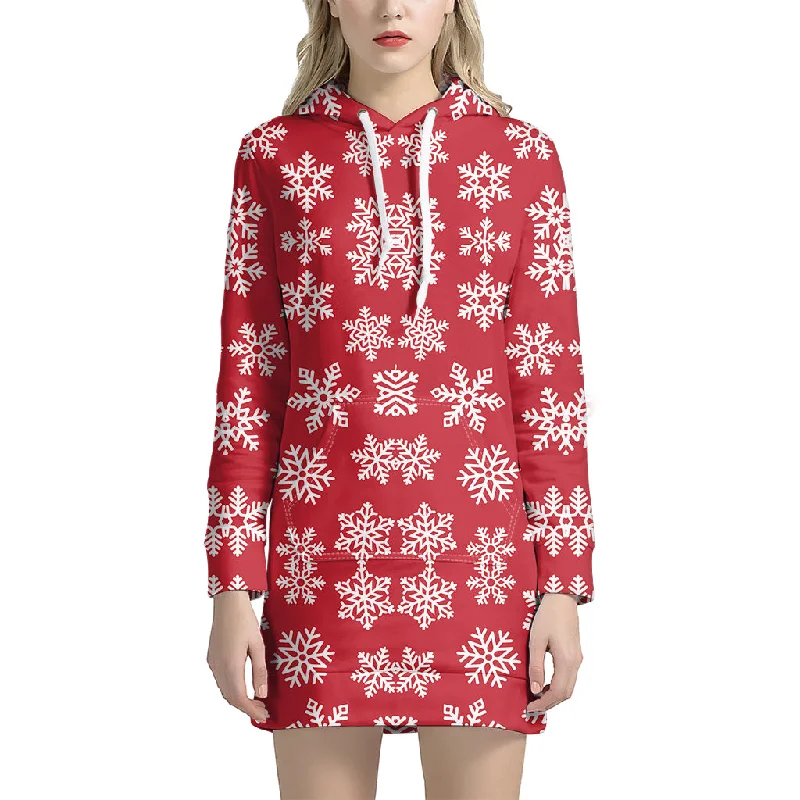 Merry Christmas Snowflakes Pattern Print Pullover Hoodie Dress