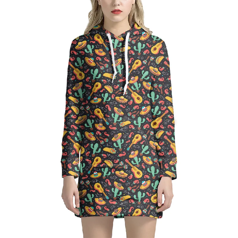 Mexico Cinco de Mayo Pattern Print Pullover Hoodie Dress