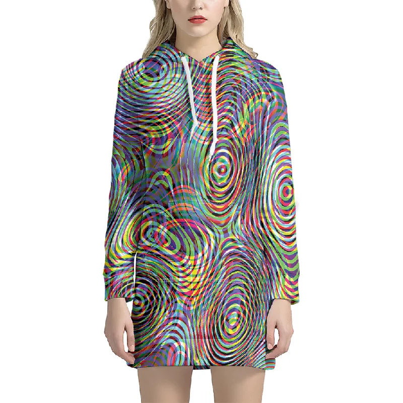 Multicolor Psychedelic Print Pullover Hoodie Dress