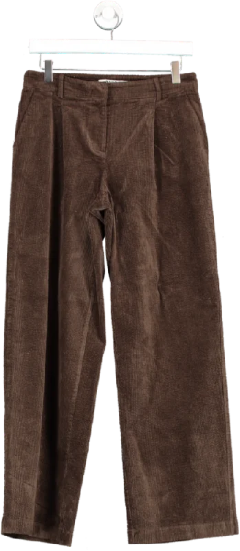 NA-KD Brown Cord Loose Low Waist Pants UK XS Warm Wool Trousers