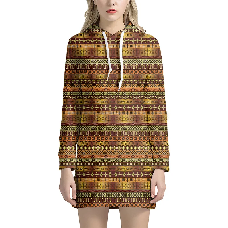 Native African Tribal Pattern Print Pullover Hoodie Dress