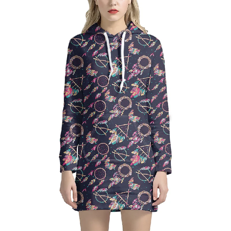 Native American Dream Catcher Print Pullover Hoodie Dress