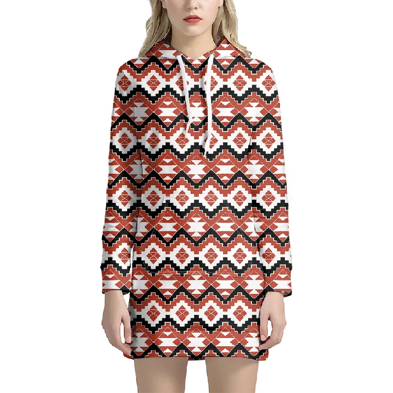 Native American Indian Pattern Print Pullover Hoodie Dress