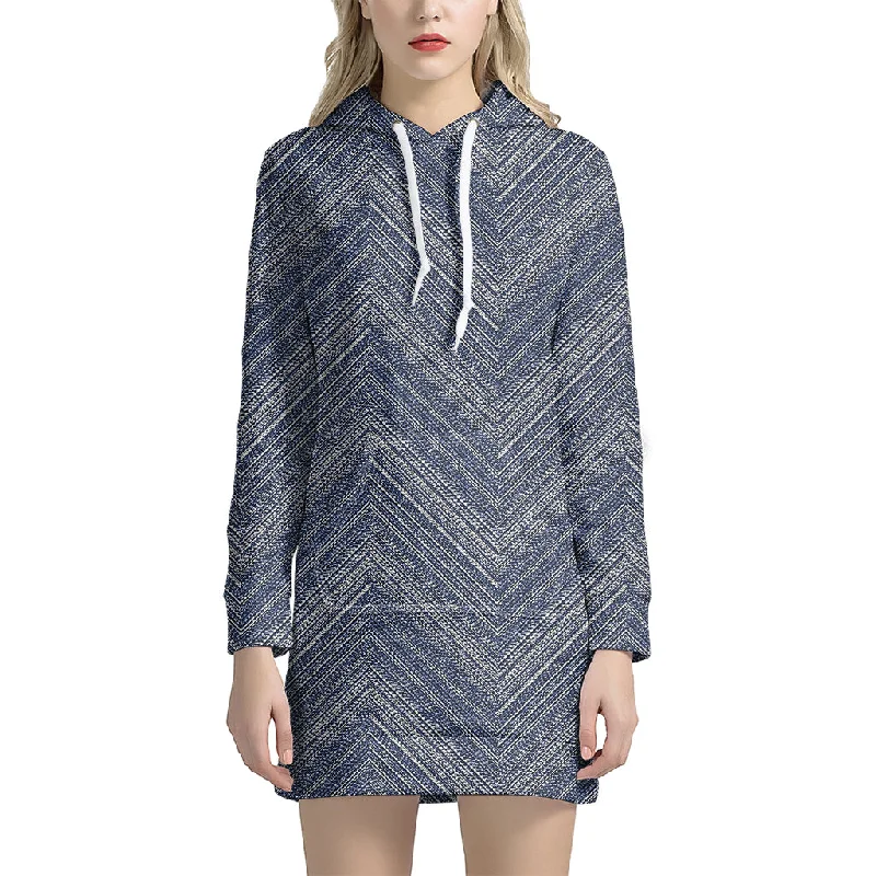 Native Denim Jeans Pattern Print Pullover Hoodie Dress