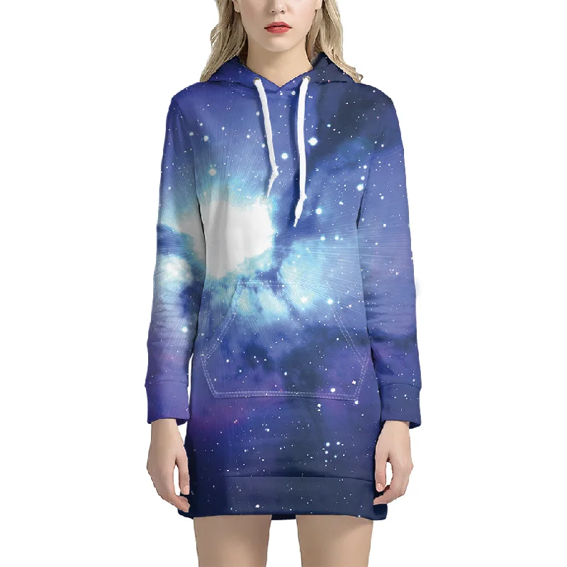 Nebula Space Print Pullover Hoodie Dress