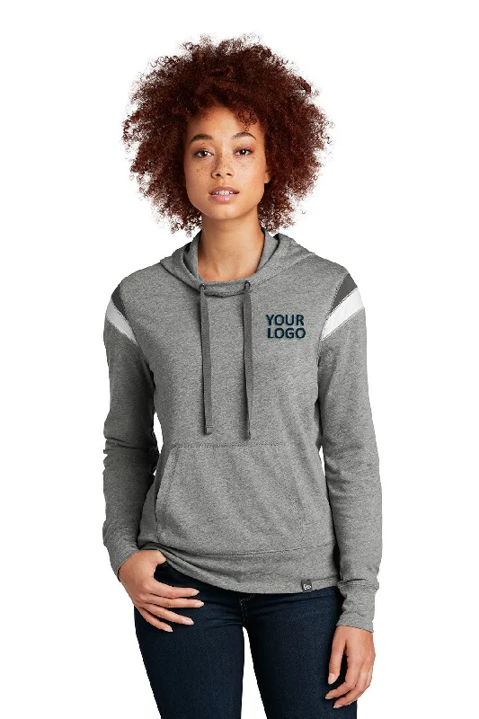 New Era Ladies Heritage Custom Hoodies, Shadow Grey Heather Hoodie with Rolled Sleeves Casual Relaxed New Era Ladies Heritage Custom Hoodies, Shadow Grey Heather Hoodie with Rolled Sleeves Casual Relaxed