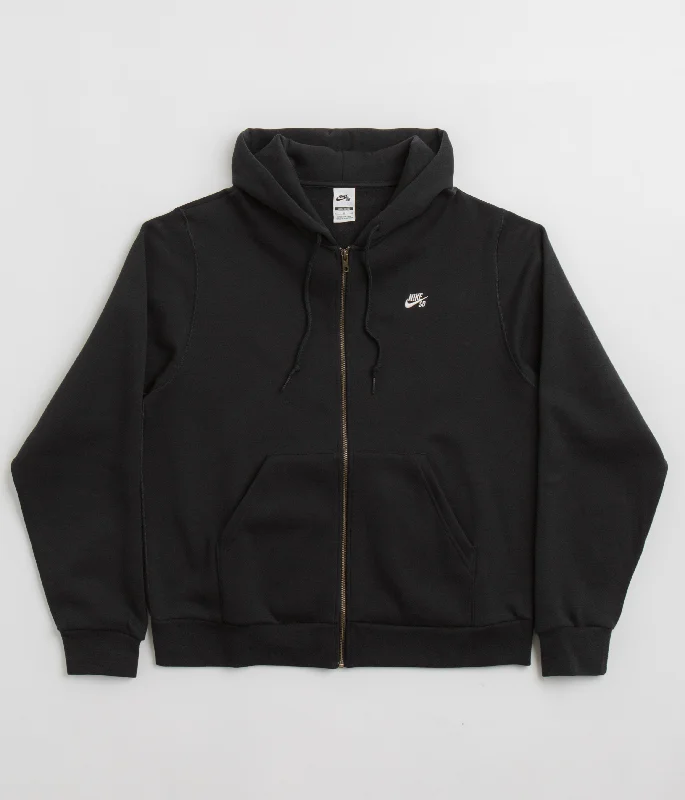 Nike SB Essential Logo Full Zip Hoodie - Black / White Hoodie with Crew Neck Simple Timeless Nike SB Essential Logo Full Zip Hoodie - Black / White Hoodie with Crew Neck Simple Timeless