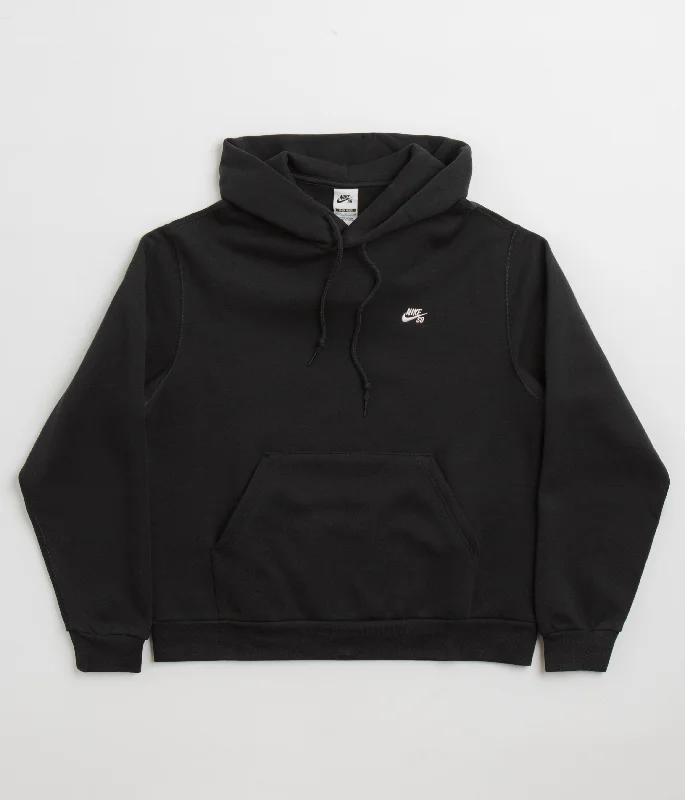 Nike SB Essential Small Logo Hoodie - Black / White Hoodie with Hidden Zipper Minimalist Clean Nike SB Essential Small Logo Hoodie - Black / White Hoodie with Hidden Zipper Minimalist Clean