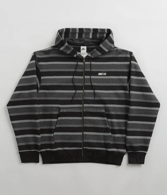 Nike SB Striped Full Zip Hoodie - Cool Grey / Anthracite / White Hoodie with Elastic Waist Stretchable Comfortable Nike SB Striped Full Zip Hoodie - Cool Grey / Anthracite / White Hoodie with Elastic Waist Stretchable Comfortable