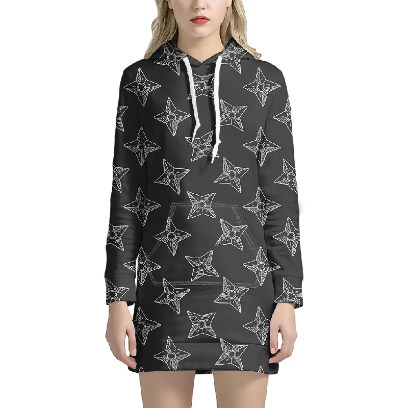 Ninja Weapon Pattern Print Pullover Hoodie Dress