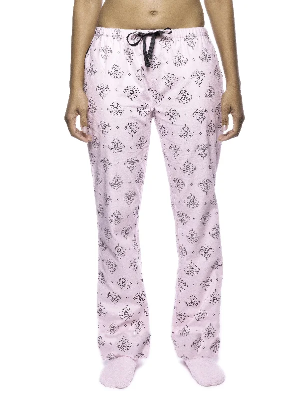 Women's Premium 100% Cotton Flannel Lounge Pants High-Waist Trousers