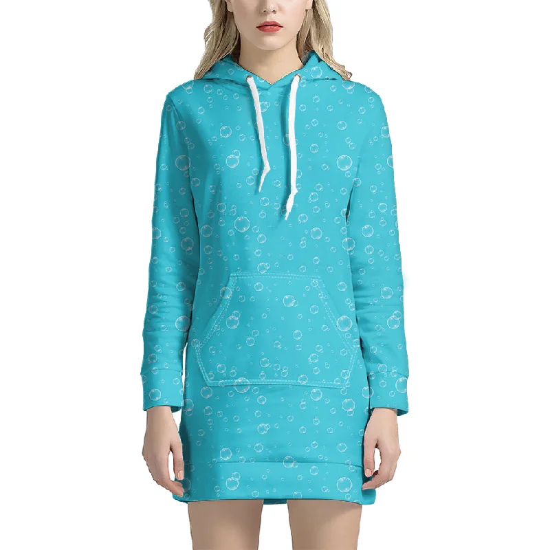 Ocean Bubble Pattern Print Pullover Hoodie Dress