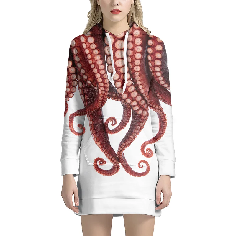 Octopus Tentacles Print Pullover Hoodie Dress