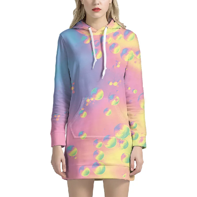Pastel Acid Melt Print Pullover Hoodie Dress