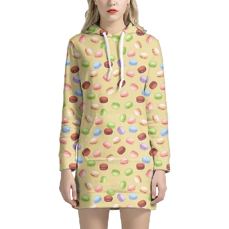 Pastel Macaron Pattern Print Pullover Hoodie Dress