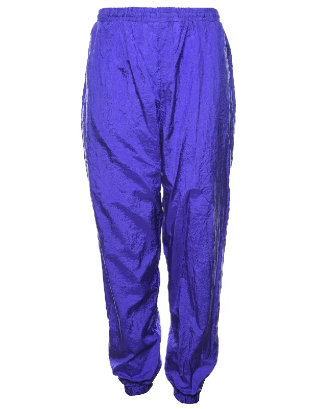 Purple 1980s Track Pants - W32 L31 Comfy High-Waist Jeans