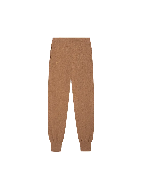 Womens Recycled Cashmere Track Pants—camel Formal Slim Pants