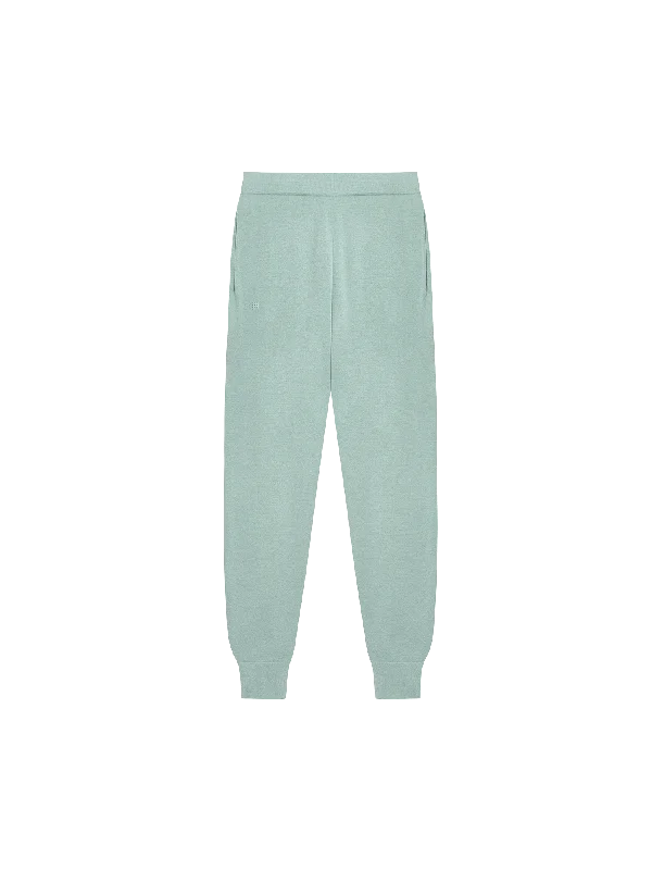 Womens Regenerative Merino Wool Track Pants—eucalyptus blue Formal Wide-Leg Pants