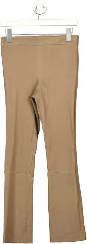 Theory Brown Cropped Leather Skinny Pants UK 8 Relaxed Casual Leggings