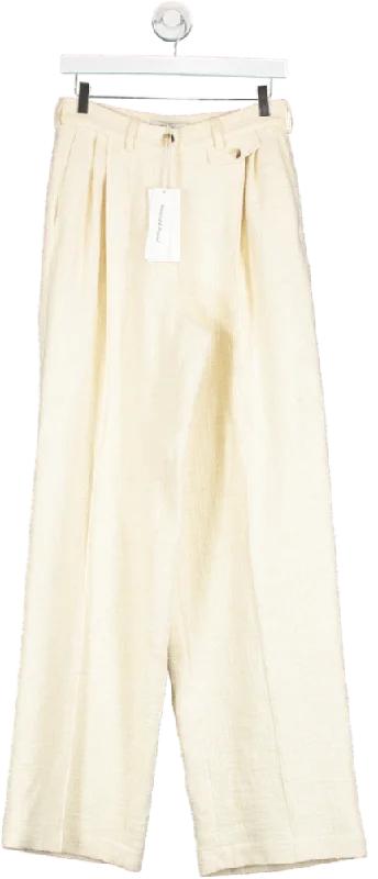 Weekend & Beyond Cream Meryl Tweed Pants UK S Casual Sweatpants Style