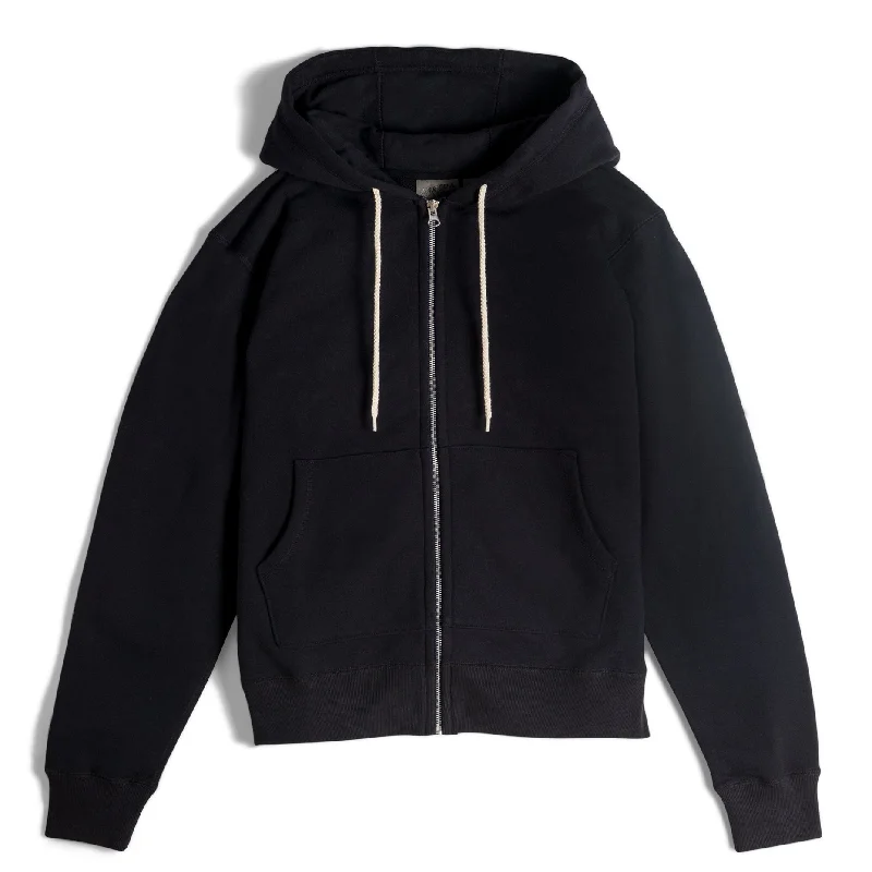 Zip Hoodie - Heavyweight Terry - Black Hoodie with Set-In Sleeves Structured Classic Zip Hoodie - Heavyweight Terry - Black Hoodie with Set-In Sleeves Structured Classic