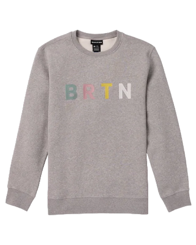 Burton Brtn Crewneck Sweatshirt - Gray Heather Multi Hoodie with Patch Decorative Personalized Burton Brtn Crewneck Sweatshirt - Gray Heather Multi Hoodie with Patch Decorative Personalized