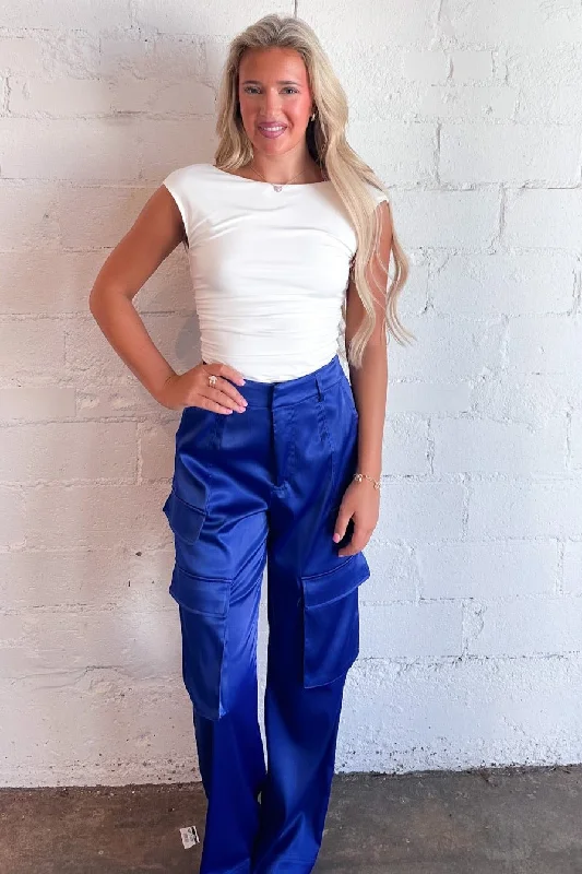 Cassie Satin Cargo Pants Elegant Trouser Pants