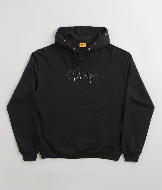 Dime Cursive French Terry Hoodie - Black Hoodie with Toggle Buttons Decorative Unique Dime Cursive French Terry Hoodie - Black Hoodie with Toggle Buttons Decorative Unique